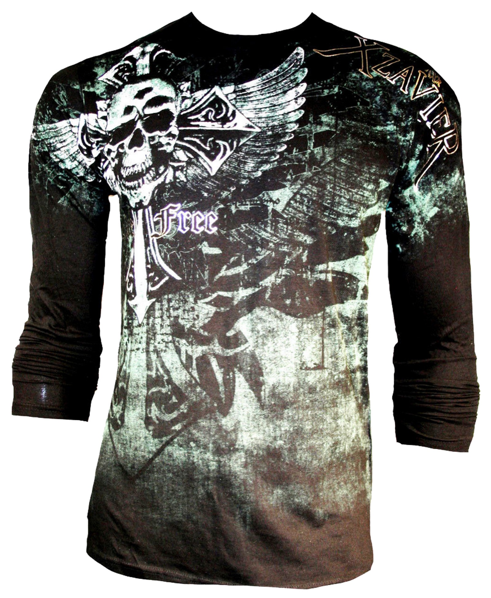 Xzavier - Iron Cross Skull Longsleeve T-Shirt Front