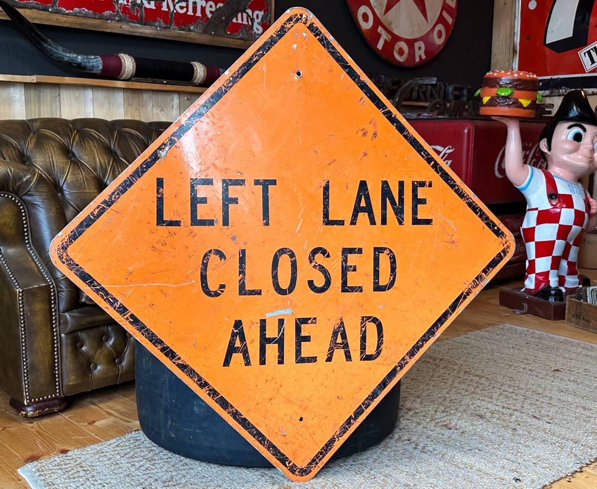 XL Left Lane Closed Ahead Verkehrsschild