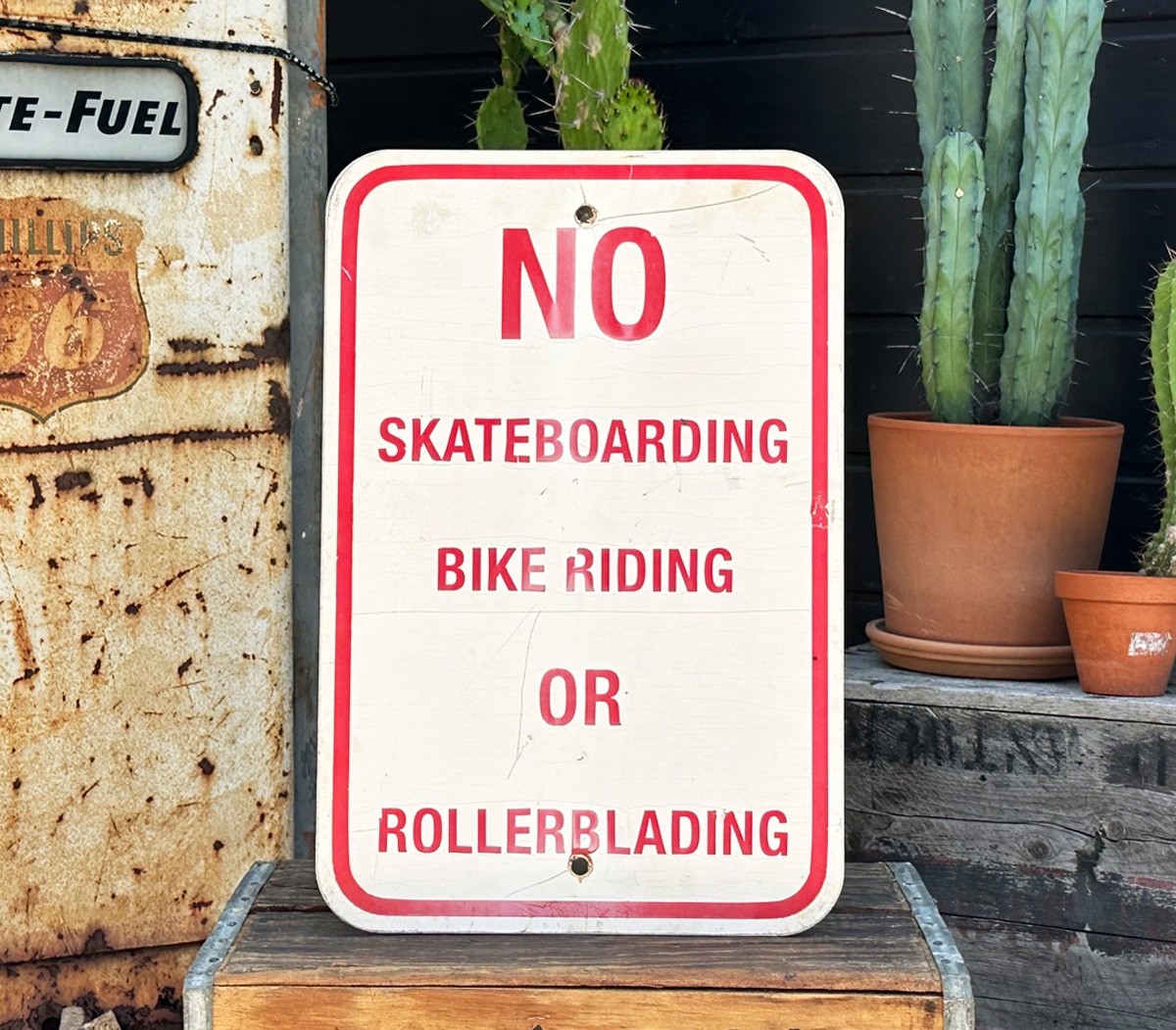 No Skateboarding Bike Riding or Rollerblading Schild