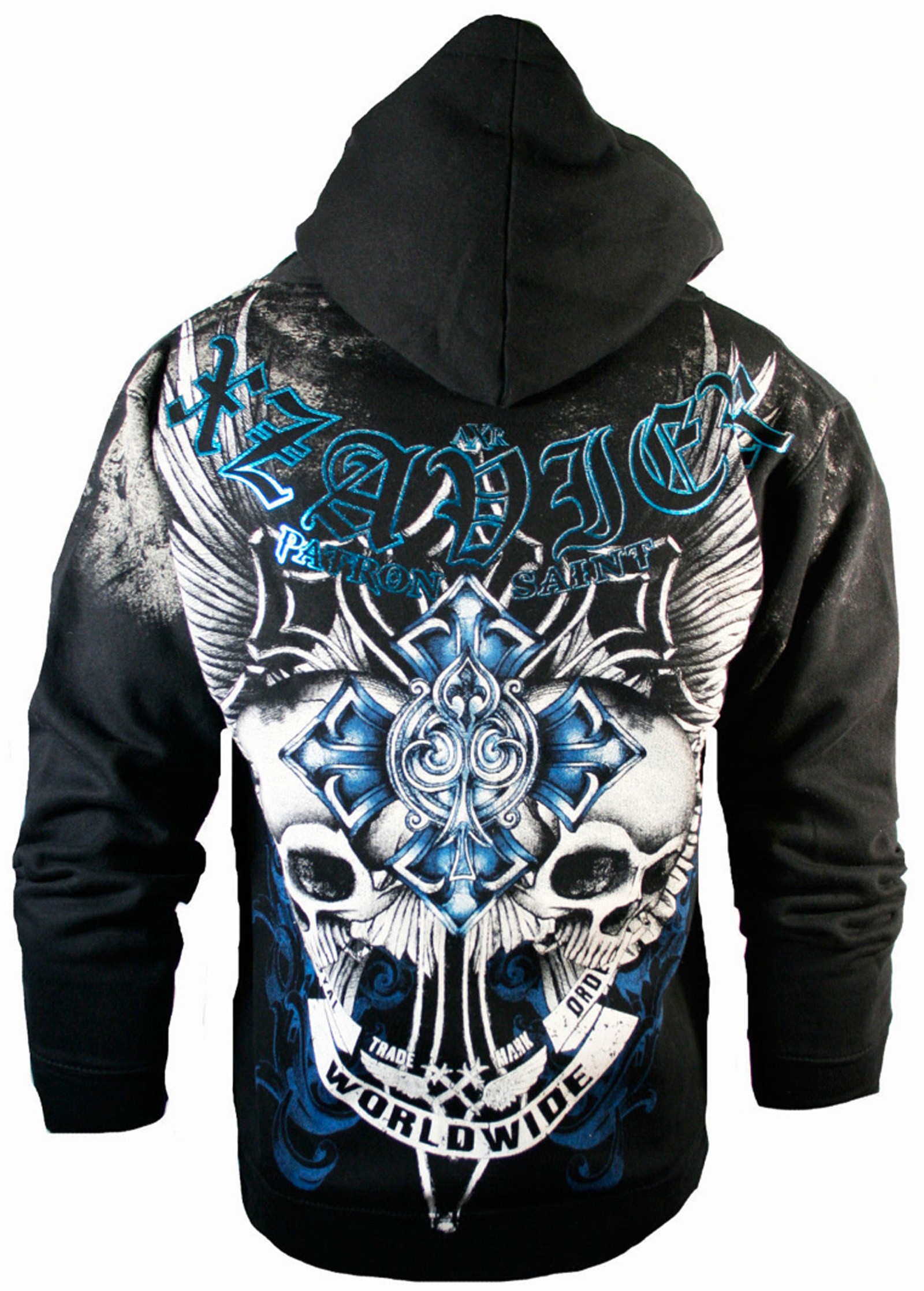 Xzavier Skull Cross Zipper Hoodie Back