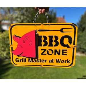 BBQ Zone mit Schwein Schild