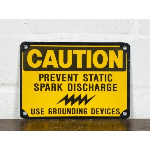Original USA Schild - Caution Prevent Static Metallschild