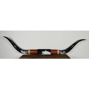XXL Steer Horns mit Kuhfell und Leder