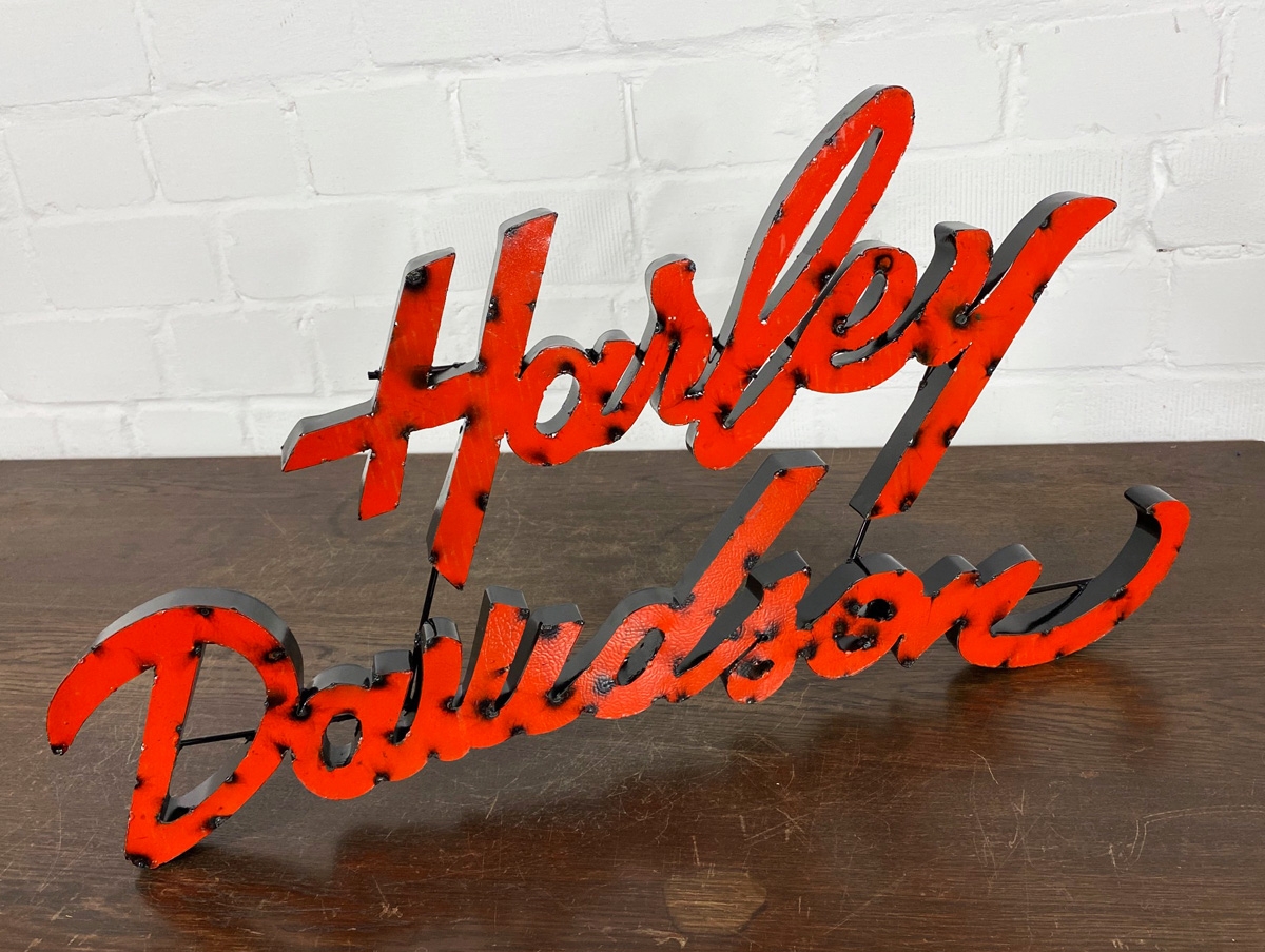 XXL 3D SCHRIFTZUG [HARLEY DAVIDSON] VINTAGE STYLE SCHILD BLECHSCHILD